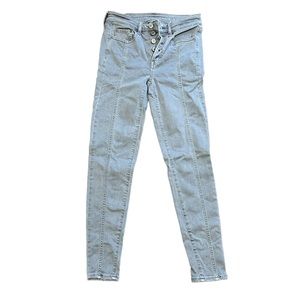 American Eagle Next Level Stretch Gray Button Fly Skinny Jeans Size 2R
